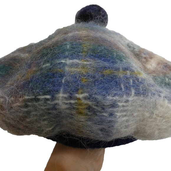 Highland Home Industries Mohair & Wool Beret Unisex Cap Gray Blue Scottish Hat - Picture 9 of 9